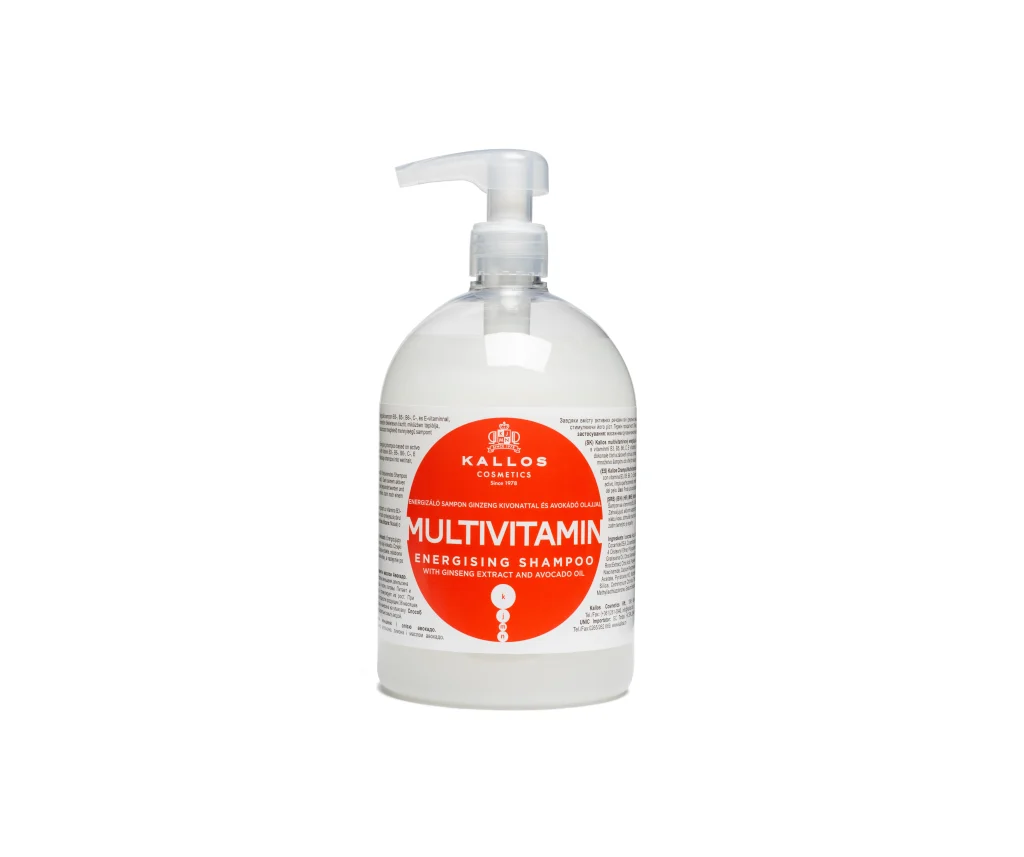 Kallos Multivitamin Energising Shampoo pumpás flakon narancssárga címkével